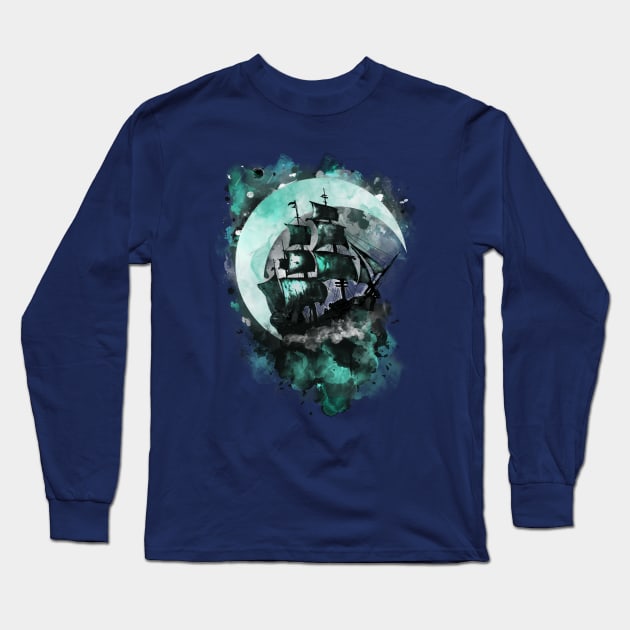 Sail Through the Moon Long Sleeve T-Shirt by PixelSamuel